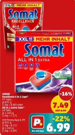 PENNY SOMAT Excellence 4 in 1 Caps oder All in 1 Extra Tabs Angebot