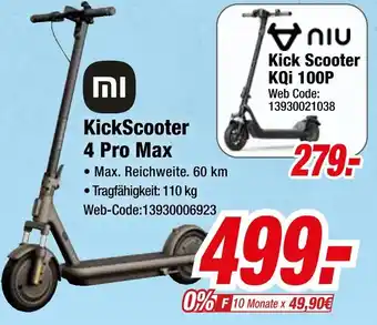 Expert Xiaomi oder niu kickscooter 4 pro max oder kick scooter kqi 100p Angebot