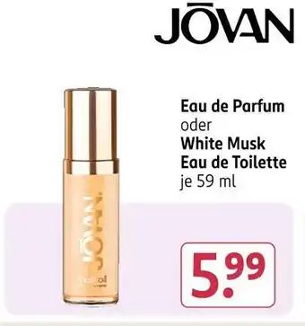 Rossmann Jovan eau de parfum oder white musk eau de toilette Angebot