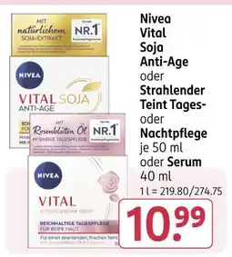 Rossmann Nivea vital soja anti-age oder strahlender teint tages- oder nachtpflege Angebot