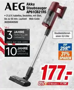 Expert Aeg akku staubsauger ap61cb21rs Angebot