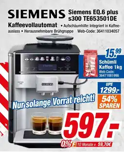 Expert Siemens siemens eq.6 plus s300 te653501de kaffeevollautomat Angebot