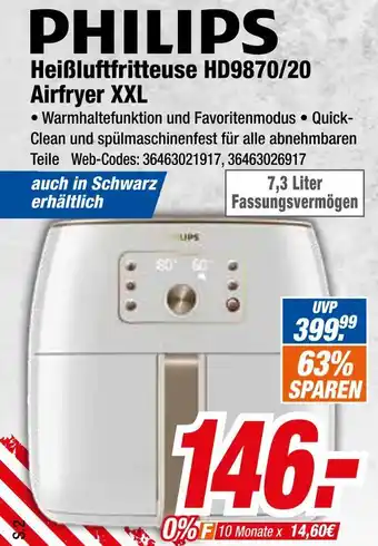 Expert Philips heißluftfritteuse hd9870/20 airfryer xxl Angebot