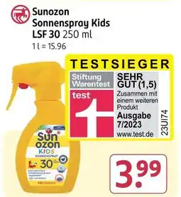 Rossmann Sunozon sonnenspray kids lsf 30 Angebot