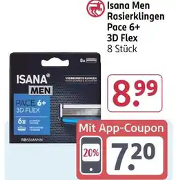 Rossmann Isana men rasierklingen pace 6+ 3d flex Angebot