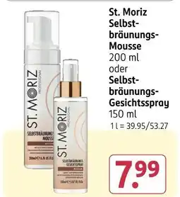 Rossmann St. moriz selbstbräunungs-mousse oder selbstbräunungs-gesichtsspray Angebot