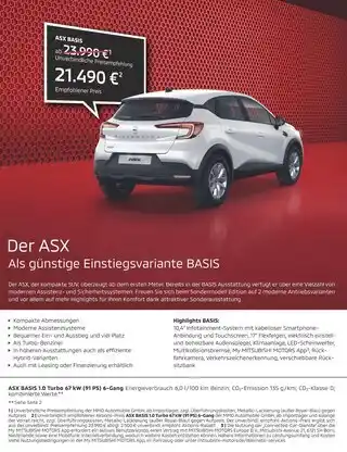 Mitsubishi Mitsubishi motors asx basis 1.0 turbo 67 kw (91 ps) 6-gang Angebot