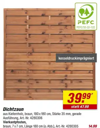 toom Baumarkt Dichtzaun oder vierkantpfosten Angebot