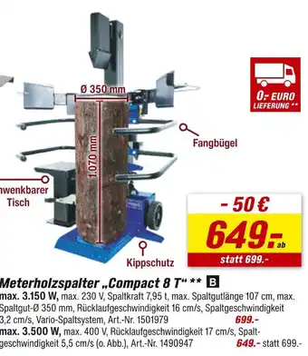 toom Baumarkt Meterholzspalter compact 8 t Angebot