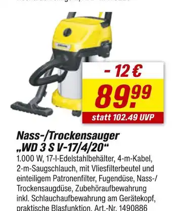 toom Baumarkt Nass-/trockensauger wd 3 s v-17/4/20 Angebot