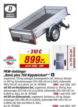 toom Baumarkt Stema pkw-anhänger basic plus 750 kippdeichsel Angebot