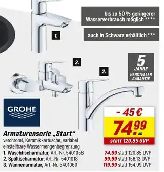 toom Baumarkt Grohe armaturenserie „start“ Angebot