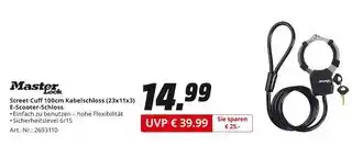 MediaMarkt Master lock street cuff 100cm kabelschloss (23x11x3) e-scooter-schloss Angebot