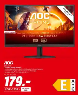 MediaMarkt Aoc curved gaming monitor c27g4zxe Angebot