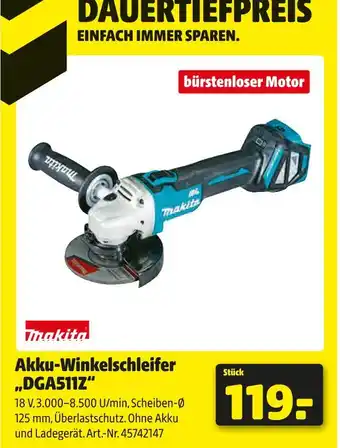 Hagebau Makita akku-winkelschleifer „dga511z“ Angebot