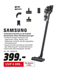 MediaMarkt Samsung vs20c85g2tn/wd jet 85 petpro beutelloser akku-handstaubsauger Angebot