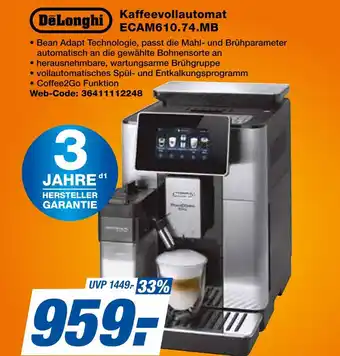 Expert Delonghi kaffeevollautomat ecam610.74.mb Angebot