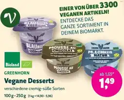 Biomarkt GREENHORN Vegane Desserts Angebot