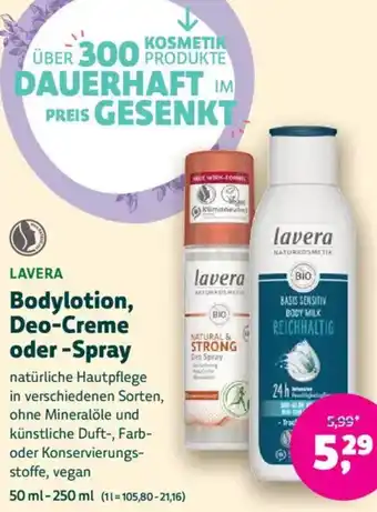 Biomarkt LAVERA Bodylotion, Deo-Creme oder Spray Angebot