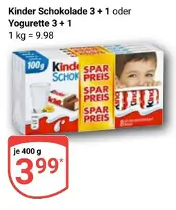 Globus Kinder Schokolade 3+1 oder Yogurette 3 + 1 Angebot