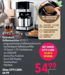 CITTI Markt Gastroback Kaffeemaschine 42701 S Angebot