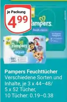 Globus Pampers Feuchttücher e, je 3 x 44-48/ 5 x 52 Tücher, Angebot