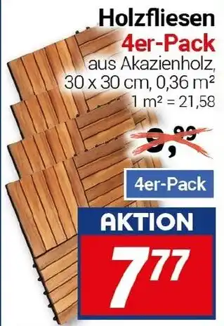 CENTERSHOP Holzfliesen 4er-Pack Angebot