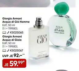 Galeria Giorgio Armani Acqua di Giò Homme EdT- Acqua di Gioia EdP Angebot