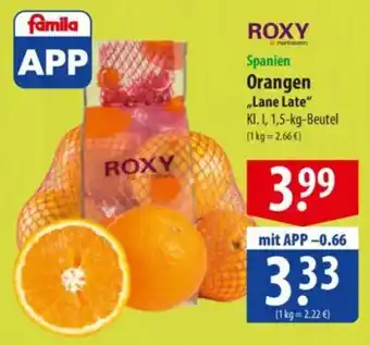 Famila Nord Ost ROXY Spanien Orangen „Lane Late" Angebot