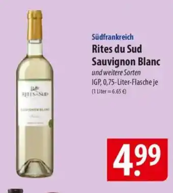 Famila Nord Ost Südfrankreich Rites du Sud Sauvignon Blanc Angebot