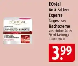 Famila Nord Ost L'Oréal Anti-Falten Experte Tages- oder Nachtcreme Angebot