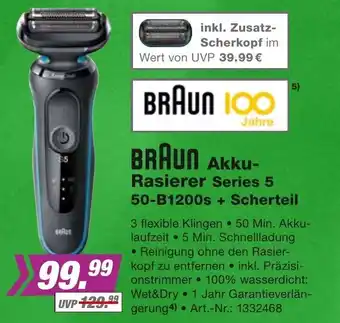 EP Braun Akku Rasierer Series 5 50-B1200s + Scherteil Angebot