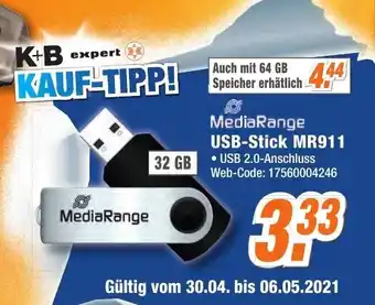 K+B Expert MediaRange USB Stick MR911 Angebot