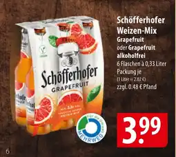 Famila Nord Ost Schöfferhofer Weizen-Mix Grapefruit oder Grapefruit alkoholfrei Angebot