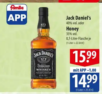 Famila Nord Ost Jack Daniel's 40% vol. oder Honey Angebot