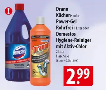 Famila Nord Ost Drano Küchen- oder Power-Gel Rohrfrei 1 Liter oder Angebot