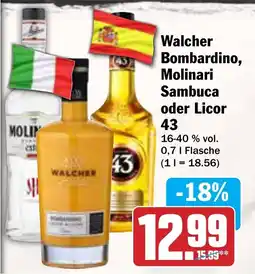 AEZ Walcher Bombardino, Molinari Sambuca oder Licor 43 Angebot