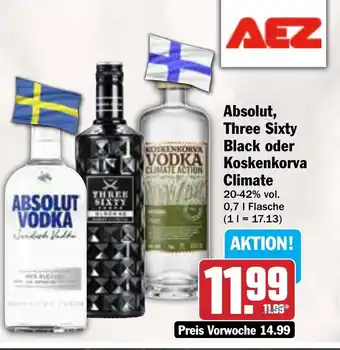 AEZ Absolut, Three Sixty Black oder Koskenkorva Angebot