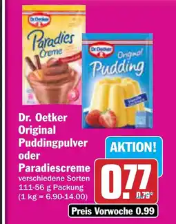 AEZ Dr. Oetker Original Puddingpulver oder Paradiescreme Angebot