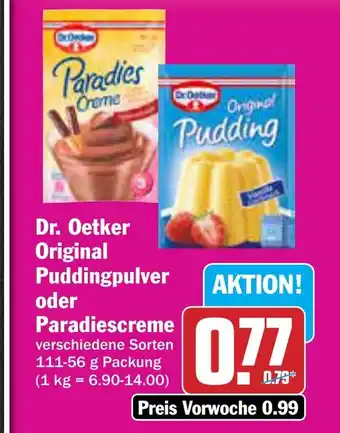 AEZ Dr. Oetker Original Puddingpulver oder Paradiescreme Angebot