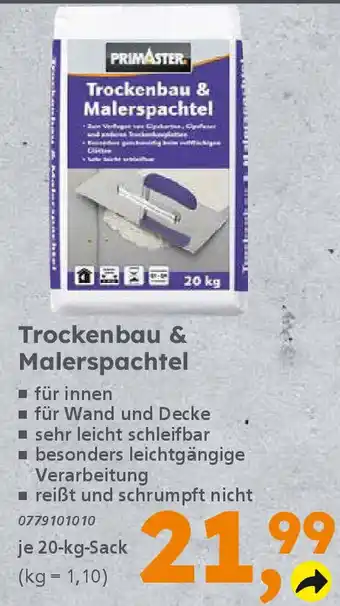 Globus Baumarkt PRIMASTER Trockenbau & Malerspachtel Angebot