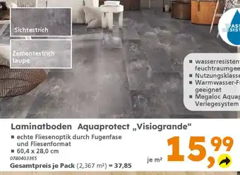 Globus Baumarkt Laminatboden Aquaprotect „Visiogrande" Angebot