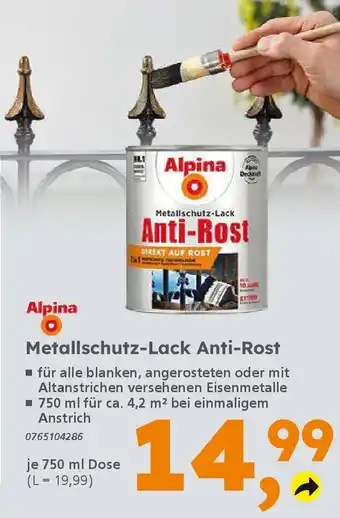 Globus Baumarkt Alpina Metallschutz-Lack Anti-Rost Angebot