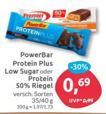 Budni PowerBar Protein Plus Low Sugar oder Protein 50% Riegel Angebot