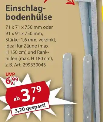 Sonderpreis Baumarkt Einschlag- bodenhülse Angebot