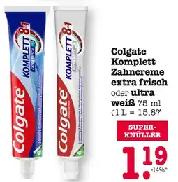 E-Center Colgate komplett zahncreme extra frisch oder ultra weiß Angebot