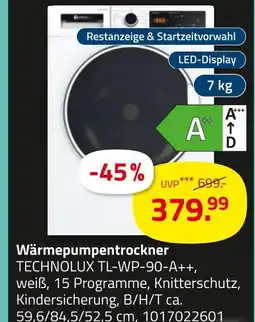 ROLLER Technolux wärmepumpentrockner tl-wp-90-a++ Angebot