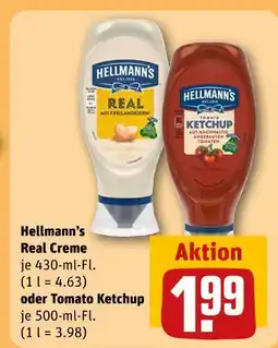 REWE Hellmann's real creme oder tomato ketchup Angebot