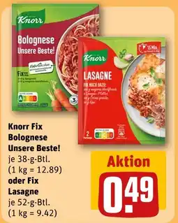 REWE Knorr knorr fix bolognese unsere beste! oder fix lasagne Angebot