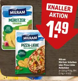 REWE Milram müritzer scheiben oder pizza-liebe reibekäse Angebot